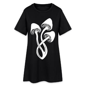 Weißes Pilz-Trio - Frauen T-Shirt-Kleid - Schwarz - Vorne