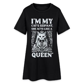 Elegant Cat Queen T-Shirt Design - Women’s T-Shirt Dress - black - Front