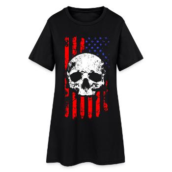 Crâne avec drapeau américain - Robe T-shirt Femme - noir - Devant