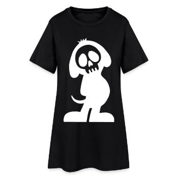 Crâne et silhouette de chien blanc - Robe T-shirt Femme - noir - Devant