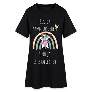 Unicorn Regenbogen Eskalation - Frauen T-Shirt-Kleid - Schwarz - Vorne