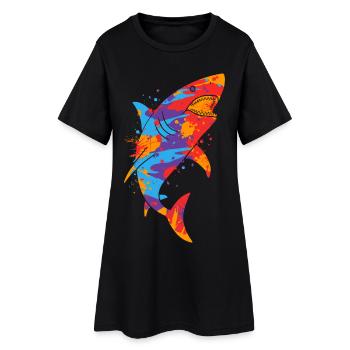 Hai Haie bunt Herren Kinder Jungen Haifisch - Frauen T-Shirt-Kleid - Schwarz - Vorne