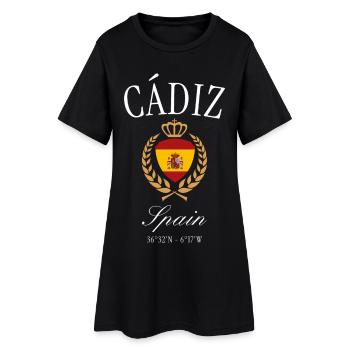 Cádiz Spanien Wappen Krone – Reise Souvenir - Frauen T-Shirt-Kleid - Schwarz - Vorne