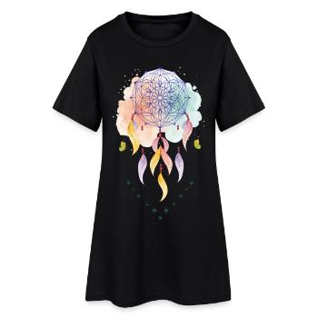 Spiritualité Géométrie Sacrée Fleur de Lotus Zen - Robe T-shirt Femme - noir - Devant