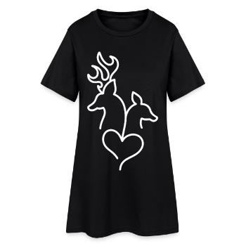 Cerf et chevreuil avec cœur - Robe T-shirt Femme - noir - Devant