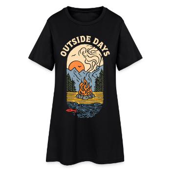 Journées en plein air Feu de camp au bord du lac - Robe T-shirt Femme - noir - Devant