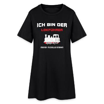 Lokführer Modelleisenbahn - Frauen T-Shirt-Kleid - Schwarz - Vorne