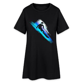 Skifahrer - Downhill - Speed - Blau - Frauen T-Shirt-Kleid - Schwarz - Vorne