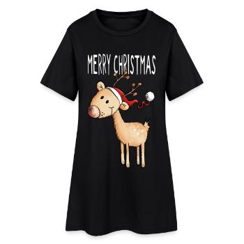 Merry Christmas Rentier - Weihnachten - Geschenk - Frauen T-Shirt-Kleid - Schwarz - Vorne