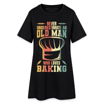 Ne sous-estimez jamais un vieux boulanger - Robe T-shirt Femme - noir - Devant