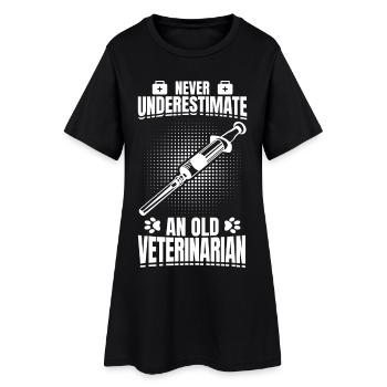 Never Underestimate An Old Veterinarian - Women’s T-Shirt Dress - black - Front
