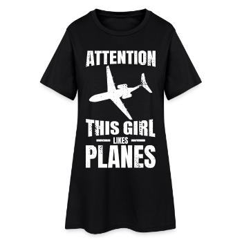 Cette fille aime les avions - Robe T-shirt Femme - noir - Devant