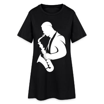 Dessin de saxophoniste - Robe T-shirt Femme - noir - Devant