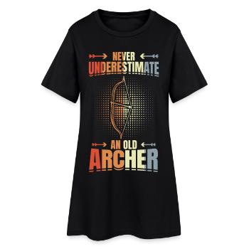 Unterschätze nie alte Bogenschützen - Frauen T-Shirt-Kleid - Schwarz - Vorne
