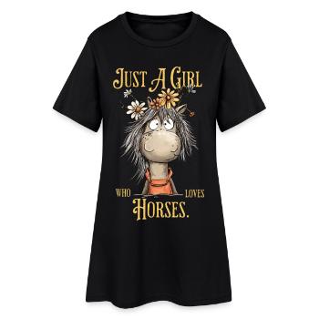 Juste une fille qui aime les chevaux Horse Girl - Robe T-shirt Femme - noir - Devant