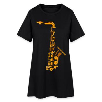 Saxophone Pixel Art - Robe T-shirt Femme - noir - Devant