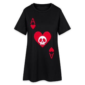 Skull and ace of hearts - Women’s T-Shirt Dress - black - Front