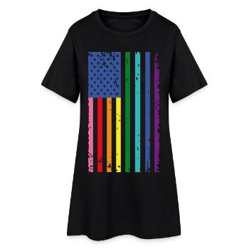 Drapeau arc-en-ciel des États-Unis - Robe T-shirt Femme - noir - Devant