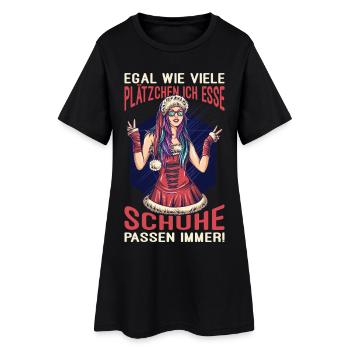 Weihnachtsgeschenk Frauen Plätzchen Lustig Idee - Frauen T-Shirt-Kleid - Schwarz - Vorne