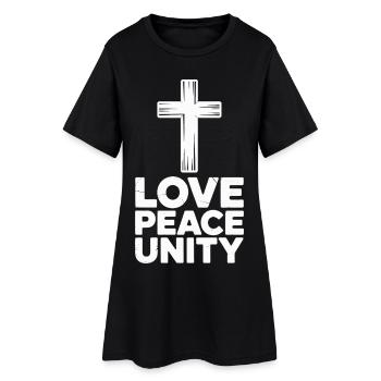 Love, Peace, Unity, Cross, Spirituality - Women’s T-Shirt Dress - black - Front