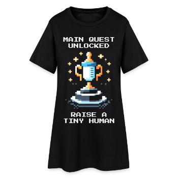 Main Quest Unlocked | Raising a child - Women’s T-Shirt Dress - black - Front