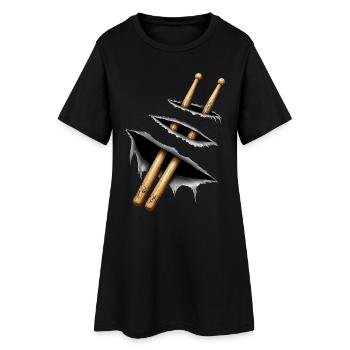 Conception des baguettes – Motif du batteur et du musicien - Robe T-shirt Femme - noir - Devant