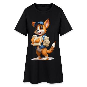 Postbote-Welpe mit Briefen - Frauen T-Shirt-Kleid - Schwarz - Vorne