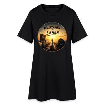 Willkommen im Leben Lebensweg - Frauen T-Shirt-Kleid - Schwarz - Vorne