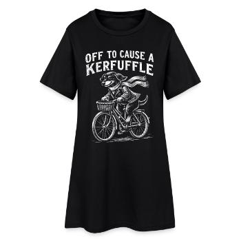 Dog Bike Vintage Retro Cottagecore Humor - Women’s T-Shirt Dress - black - Front
