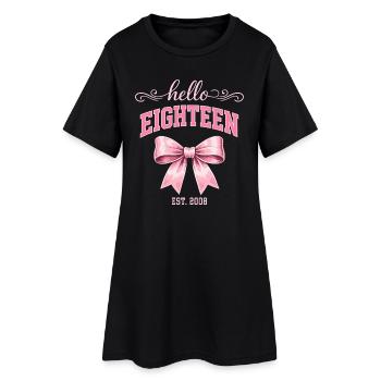 Hallo, achtzehn 18 Jahre alt, ist 2008 Geburtstagsknoten - Frauen T-Shirt-Kleid - Schwarz - Vorne