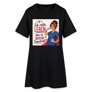 Ich rette Leben. Was ist deine Superkraft? - Frauen T-Shirt-Kleid - Schwarz - Vorne