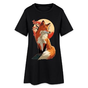 Fuchs Japan - Frauen T-Shirt-Kleid - Schwarz - Vorne