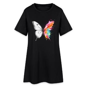 Watercolor Butterfly with Ink - Women’s T-Shirt Dress - black - Front