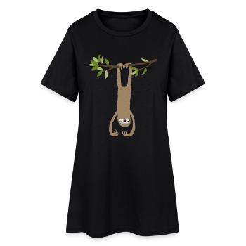 Faultier - Frauen T-Shirt-Kleid - Schwarz - Vorne
