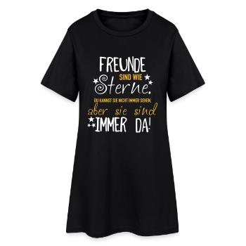 Freunde sind wie Sterne - Frauen T-Shirt-Kleid - Schwarz - Vorne