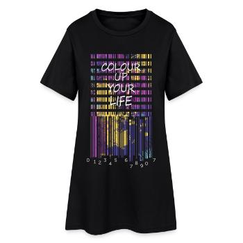 Bring Farbe in dein Leben - Frauen T-Shirt-Kleid - Schwarz - Vorne