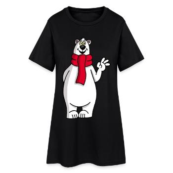 Ours polaire rigolo - Robe T-shirt Femme - noir - Devant