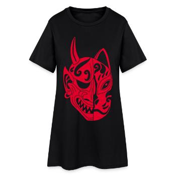 Chat-démon rouge japonais - Robe T-shirt Femme - noir - Devant