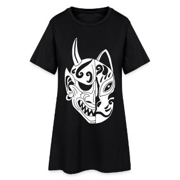 Chat-démon blanc japonais - Robe T-shirt Femme - noir - Devant