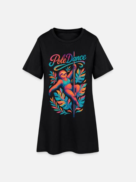 Paresseux Pole Dance Pole Dancer Drôle Cadeau - Robe T-shirt Femme - noir
