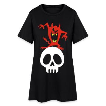 Démon sur un crâne - Robe T-shirt Femme - noir - Devant
