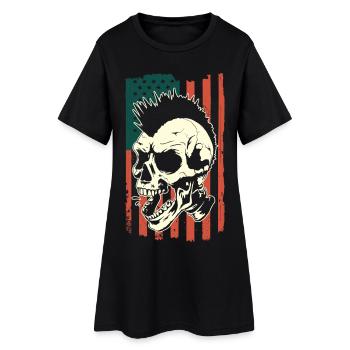 Crâne punk sur le drapeau américain - Robe T-shirt Femme - noir - Devant