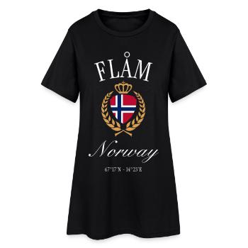 Flåm Norwegen Wappen Krone – Reise Souvenir - Frauen T-Shirt-Kleid - Schwarz - Vorne