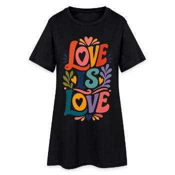 Love Is Love Vintage 70s Pride Motiv CSD Parade - Frauen T-Shirt-Kleid - Schwarz - Vorne