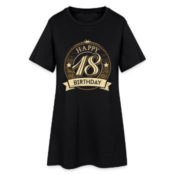Happy 18 Geburtstag crown original Rahmenlos® - Frauen T-Shirt-Kleid - Schwarz - Vorne