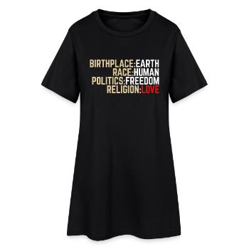 Geburtsort Erde - Frauen T-Shirt-Kleid - Schwarz - Vorne