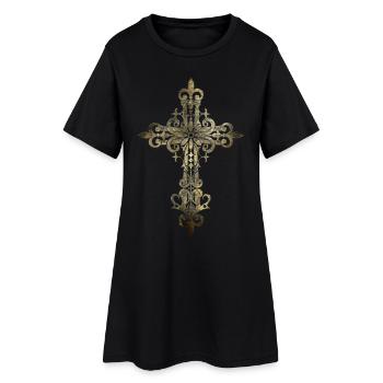 Lily croix - Robe T-shirt Femme - noir - Devant