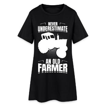 Unterschätze nie einen alten Bauern - Frauen T-Shirt-Kleid - Schwarz - Vorne
