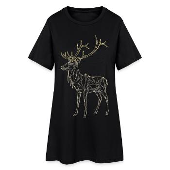Polygon Hirsch - Geometrischer Winter - Frauen T-Shirt-Kleid - Schwarz - Vorne