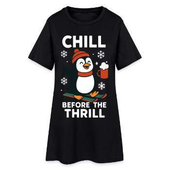 Chill Before The Thrill Pingouin Neige Noël Fun - Robe T-shirt Femme - noir - Devant